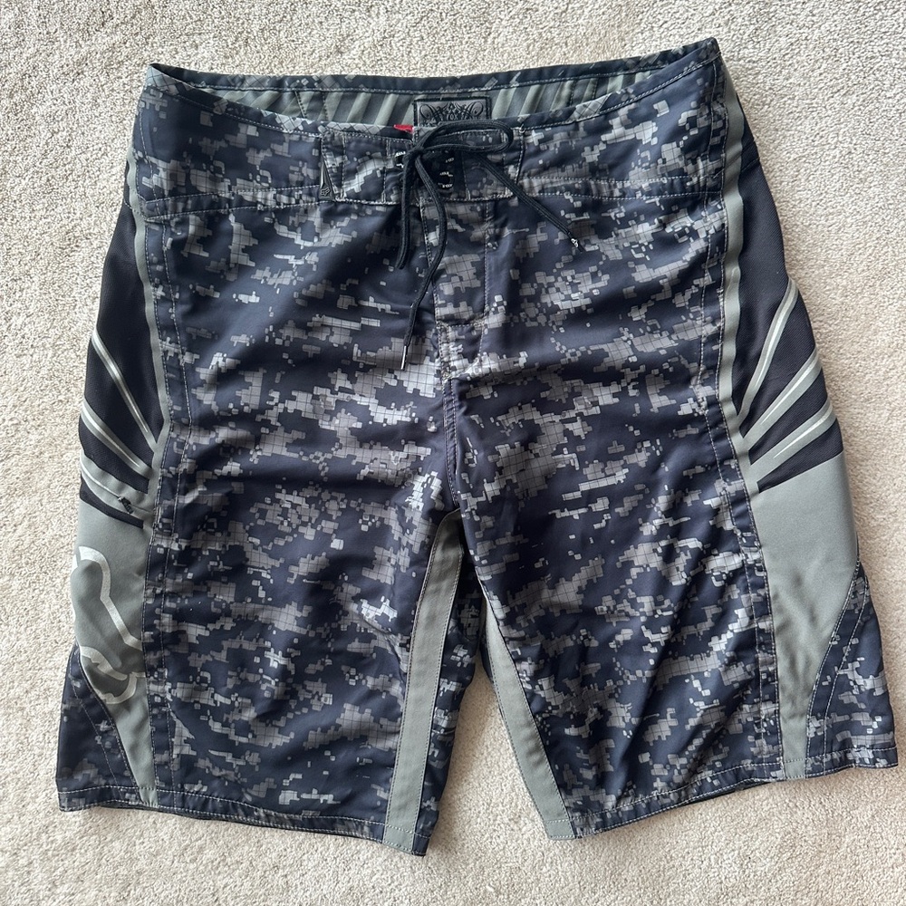 Fox Black and Gray Camo Men's Board Shorts